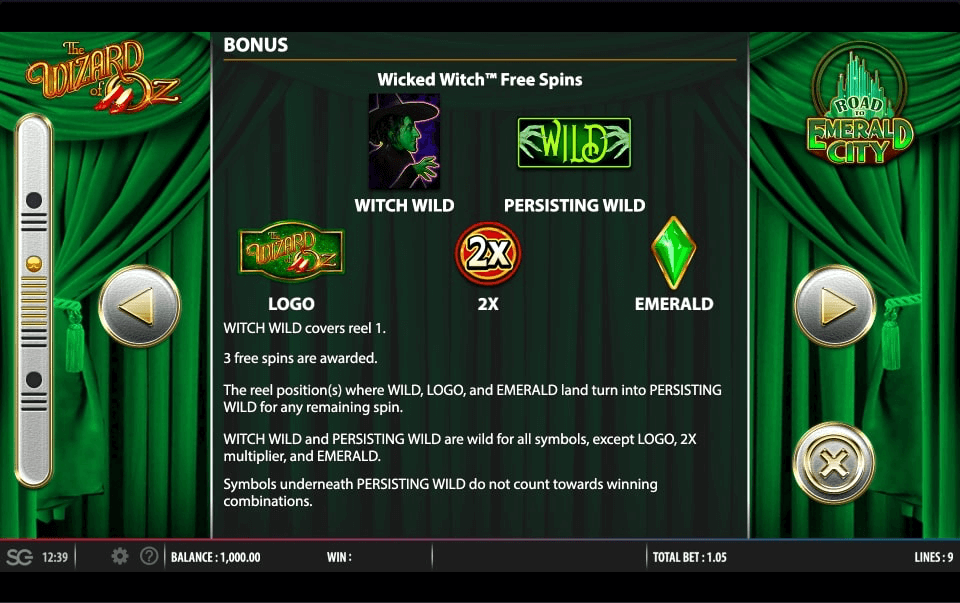 Wizard Of Oz Road To Emerald City Online Slot Game Bonus